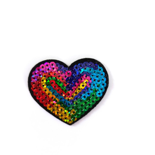 Disegni Termoadesivi con Paillettes - Cuore Multicolor